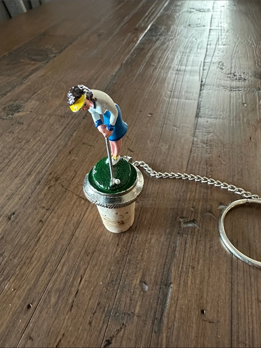 Wine Things Unlimited Vintage Hand-painted solid pewter golfer wine stopper